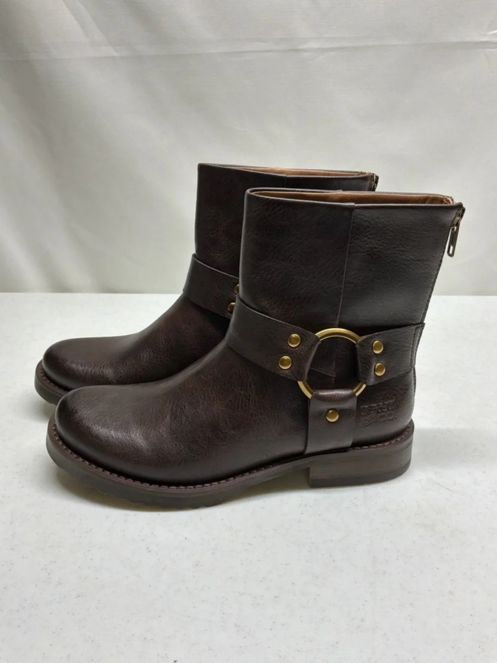 Frye And Co. Chesnee Harness Short Dark Brown Moto Women's Size 6M